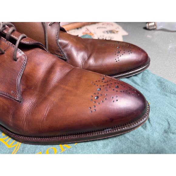 Pastori Handmade Italian Brown Leather Medallion Derby Dress Shoes EU 44 US 11 main image 11